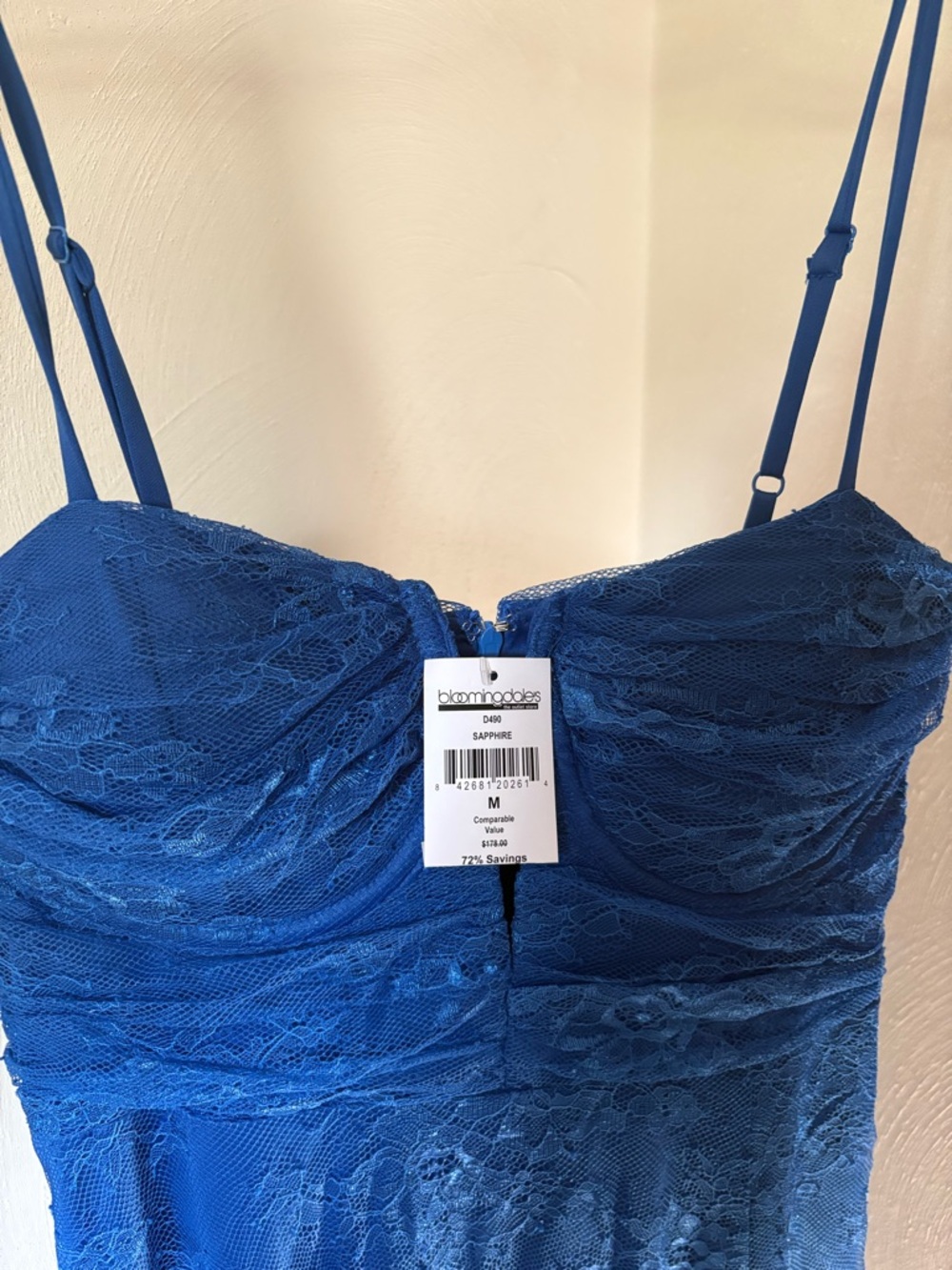 Bloomingdale's Sapphire Blue Lace Chemise